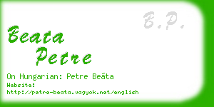 beata petre business card